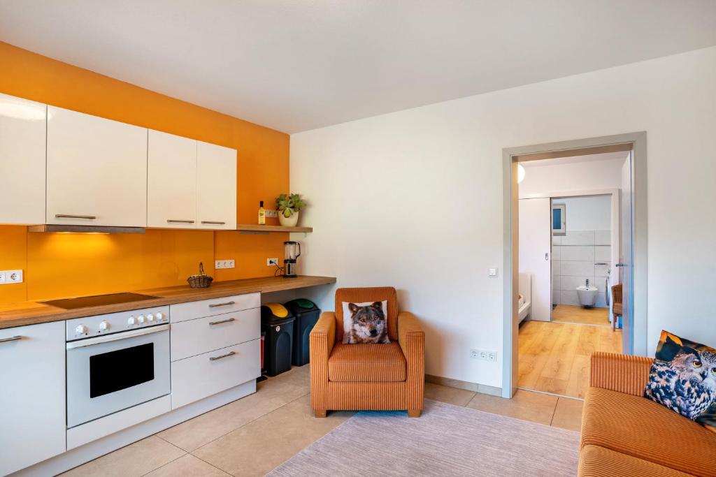 Kuchyň nebo kuchyňský kout v ubytování Ferienwohnung Kuckuckslockennest