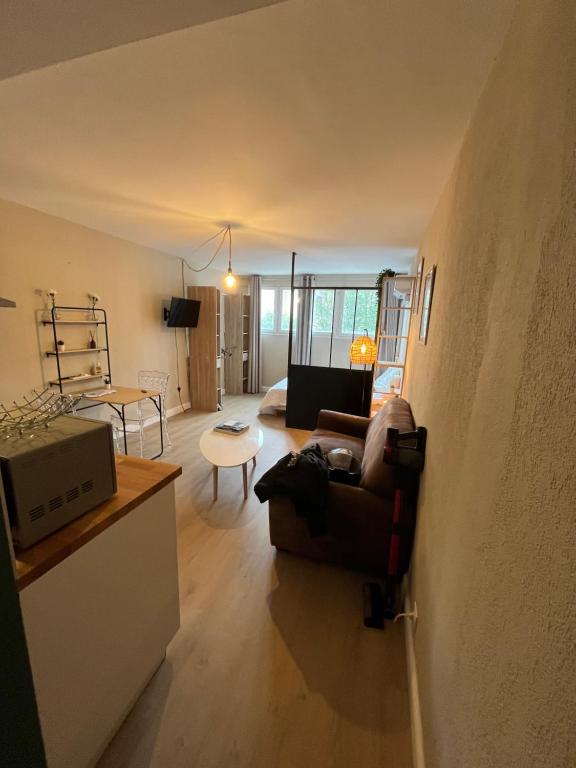 un soggiorno con un divano e un tavolo di Appartement BASTIA a Toga