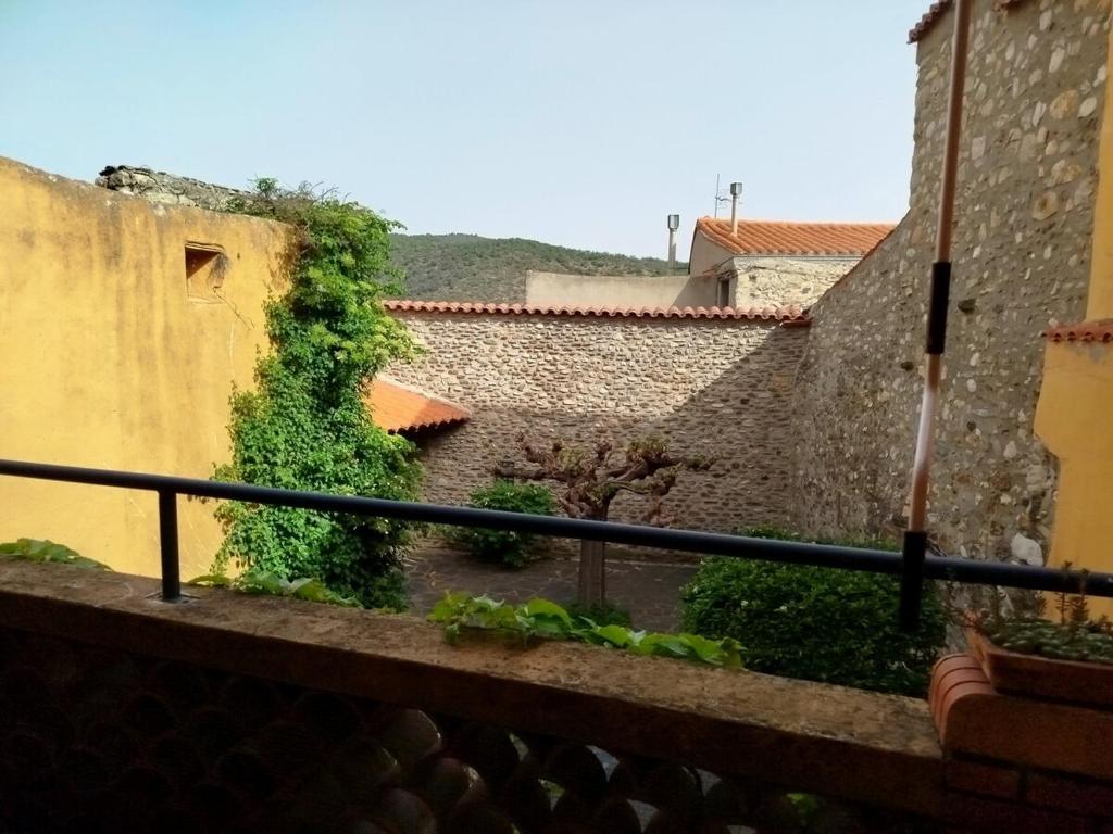 - une vue depuis le balcon d'un bâtiment avec lierre dans l'établissement Cal Bonet, comme un retour a l'enfance!, à Ria