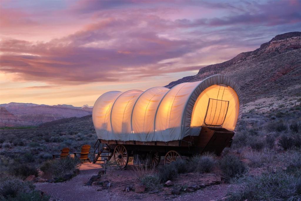 a large observatory sitting on a train in the desert at Zion Wildflower Resort in Virgin