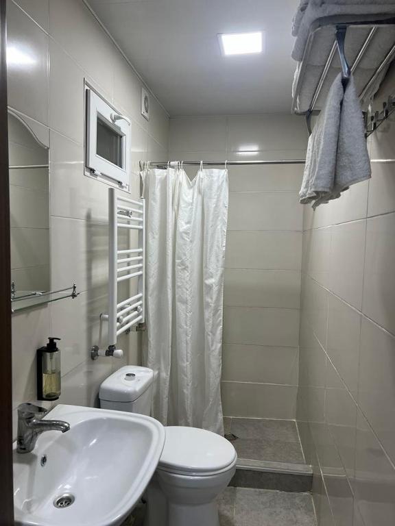 Koupelna v ubytování Hotel Eurica