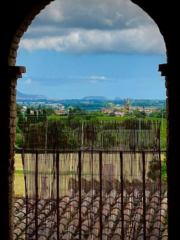 a view from a window of a view of a field at La galeria de dalt in Rupiá
