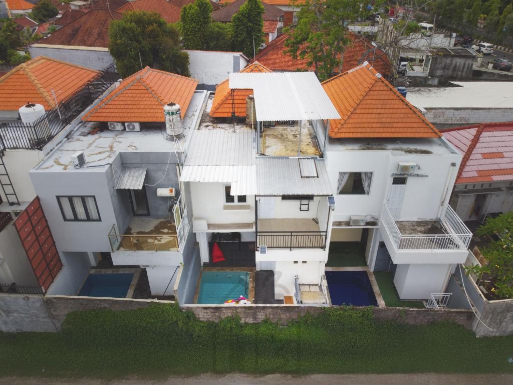 an aerial view of a house with orange roofs at Hale lua Villa near Sanur Port in Sanur