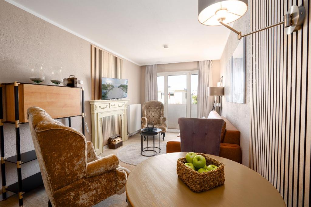 Posezení v ubytování Das Solaris 10 Luxury Beach Apartment mit Balkon, hundefreundlich, individuell