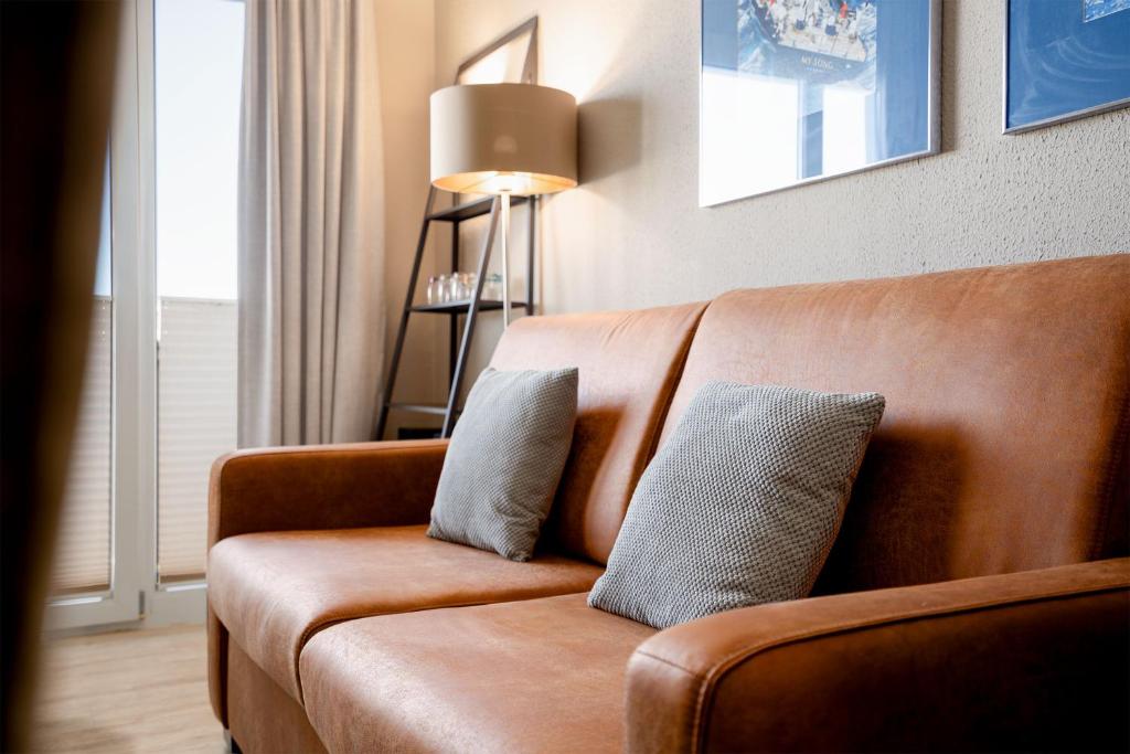 Posezení v ubytování Das Solaris 10 Luxury Beach Apartment mit Balkon, hundefreundlich, individuell