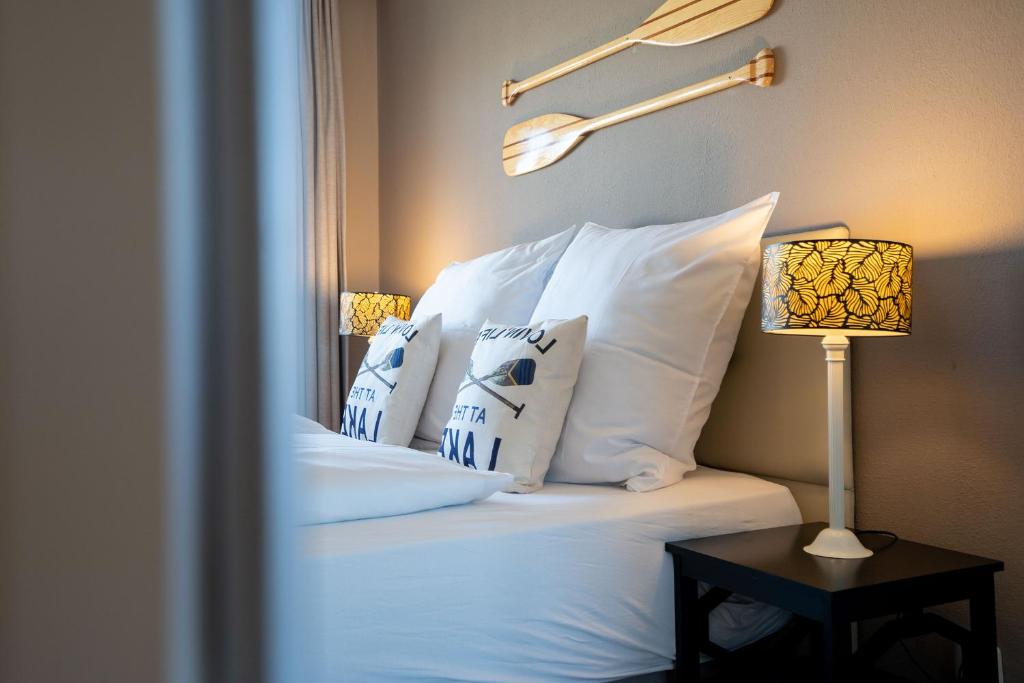 Postel nebo postele na pokoji v ubytování Das Solaris 10 Luxury Beach Apartment mit Balkon, hundefreundlich, individuell