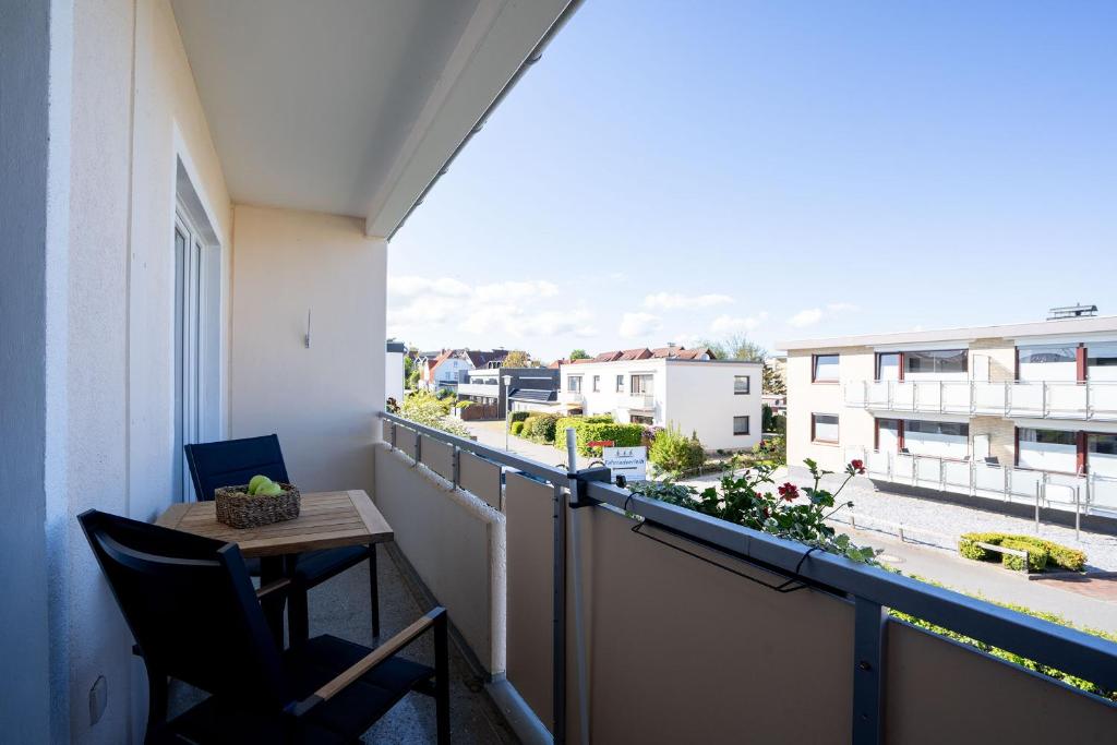 Balkón nebo terasa v ubytování Das Solaris 10 Luxury Beach Apartment mit Balkon, hundefreundlich, individuell