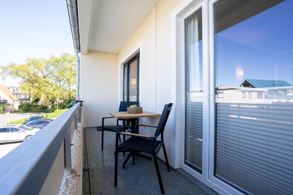 Balkón nebo terasa v ubytování Das Solaris 10 Luxury Beach Apartment mit Balkon, hundefreundlich, individuell