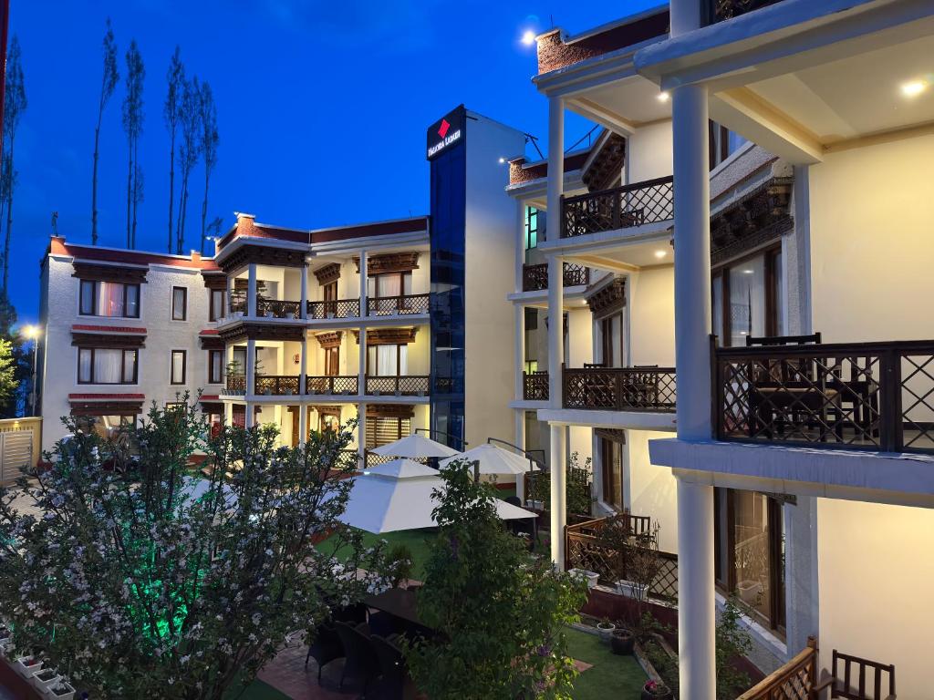 an image of an apartment building at night at Hotel Nalanda Ladakh in Leh