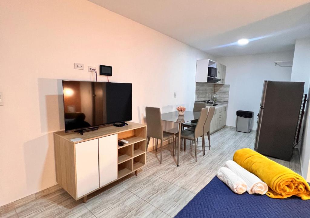 TV a/nebo společenská místnost v ubytování PARK 66 Apartaestudios