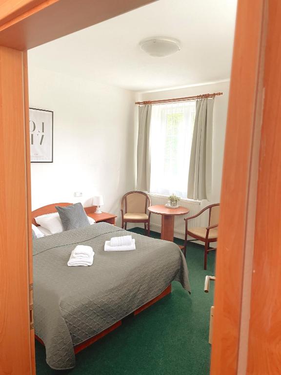Postel nebo postele na pokoji v ubytování Hotel Karolina