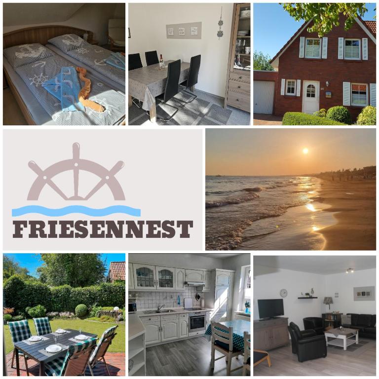a collage of photos of a house at Ferienhaus FRIESENNEST in Norden