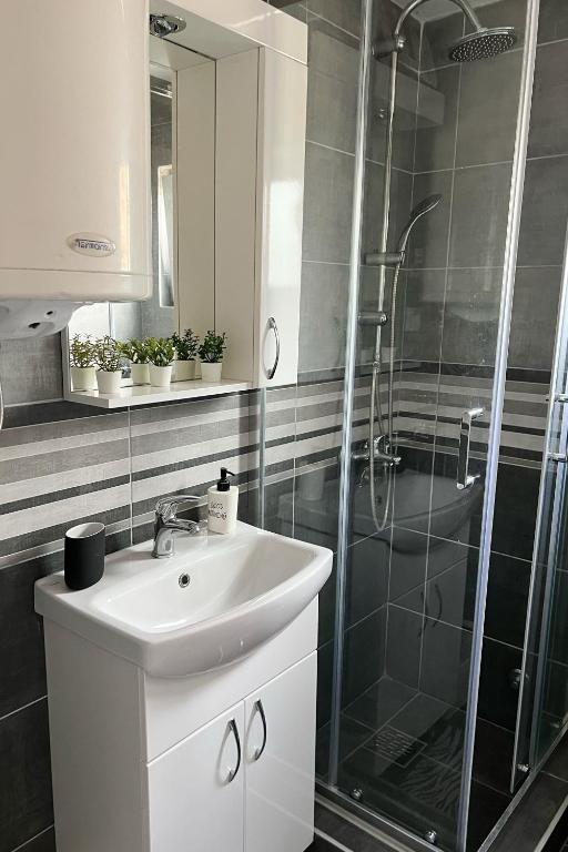 Koupelna v ubytování Apartmani Dejavu na Drini