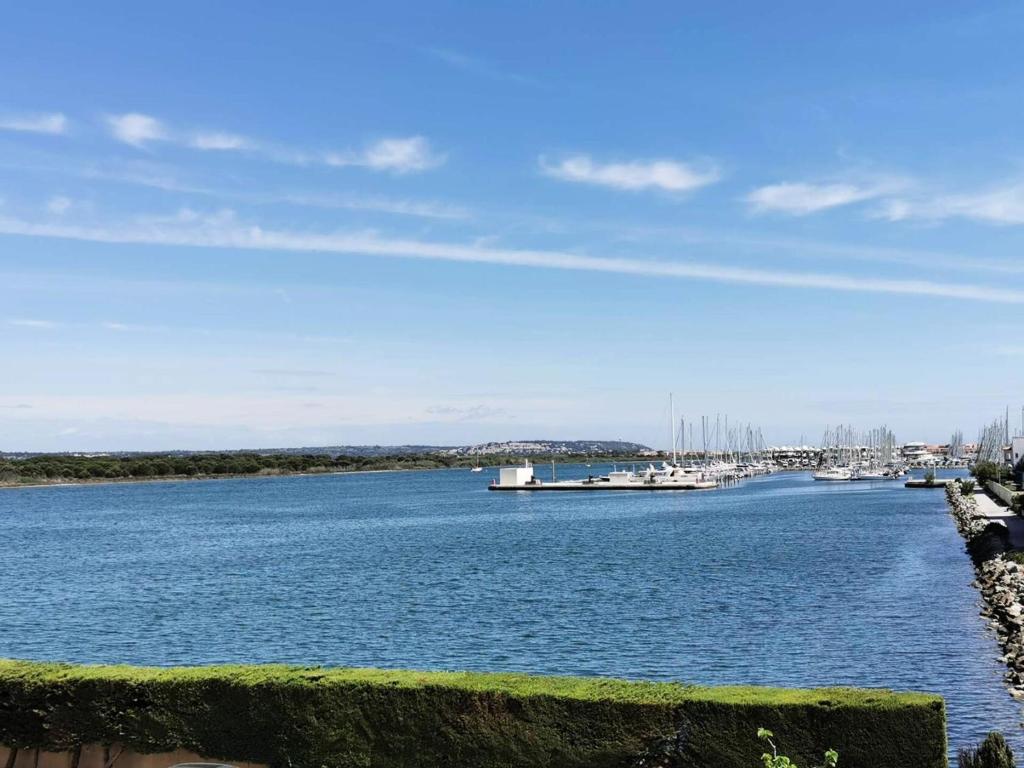 une grande étendue d'eau avec des bateaux. dans l'établissement Résidence Terrasses De La Mediterranee 3 - APPT T2 4 couchages PORT LEUCATE MAE-7604, à Port-Leucate