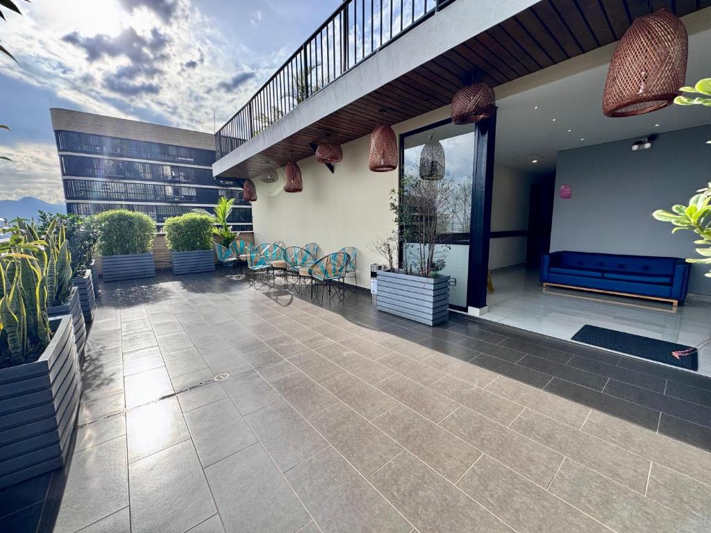Balkón nebo terasa v ubytování EcoHub Hotel Medellin