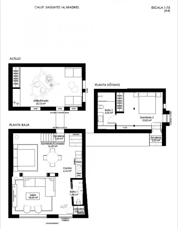 Půdorys ubytování 2 bedrooms 2 bathrooms furnished - Chamberi - Cozy & refurbished - MintyStay