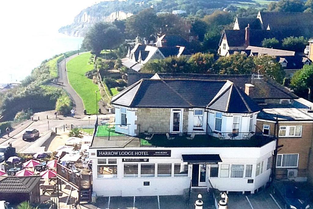 an aerial view of a building in a town at Harrow Lodge Hotel in Shanklin