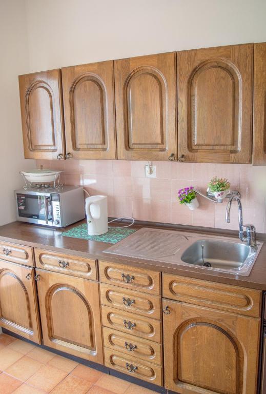 Kuchyň nebo kuchyňský kout v ubytování Aneta Apartments