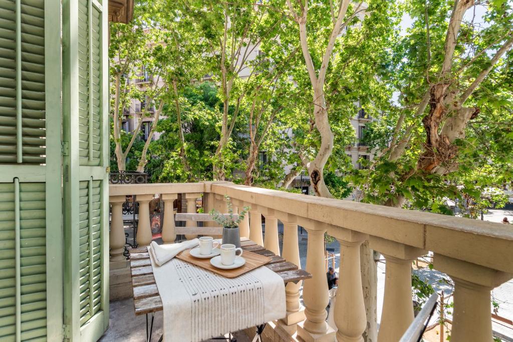 Balkón alebo terasa v ubytovaní Aspasios Rambla Catalunya Apartments