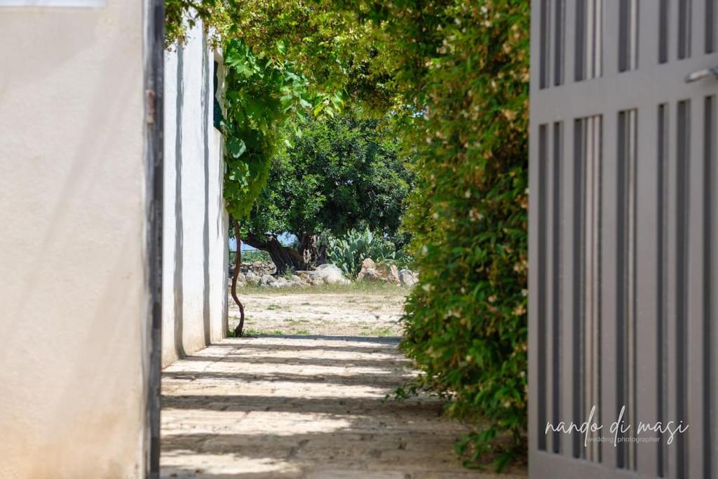 an alley leading to a building with a fence at Masseria Giangrande - Rooms and Apartment in Polignano a Mare