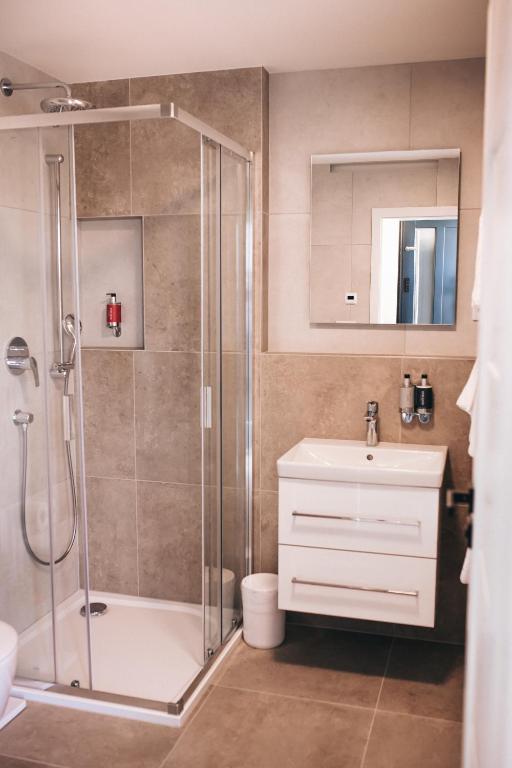 Koupelna v ubytování Apartmány DVĚ BOBULE 1 kk