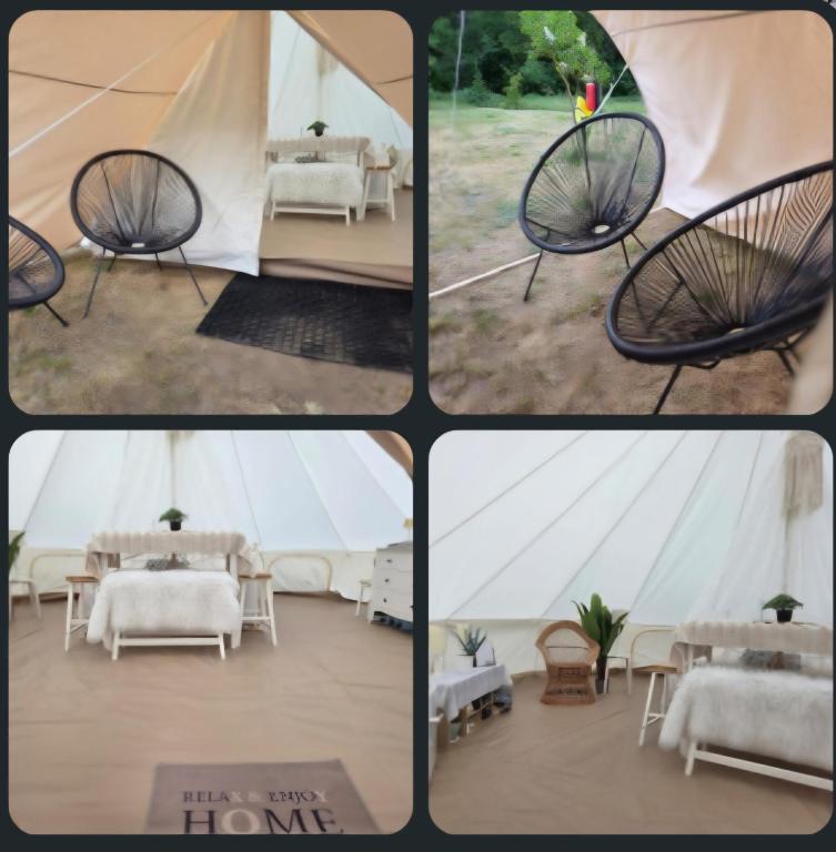 Postel nebo postele na pokoji v ubytování Tipi Glamping Naturcamping in der Seenplatte inklusive Strom- Dixi-WC!! #Mecklenburg-Vorpommern