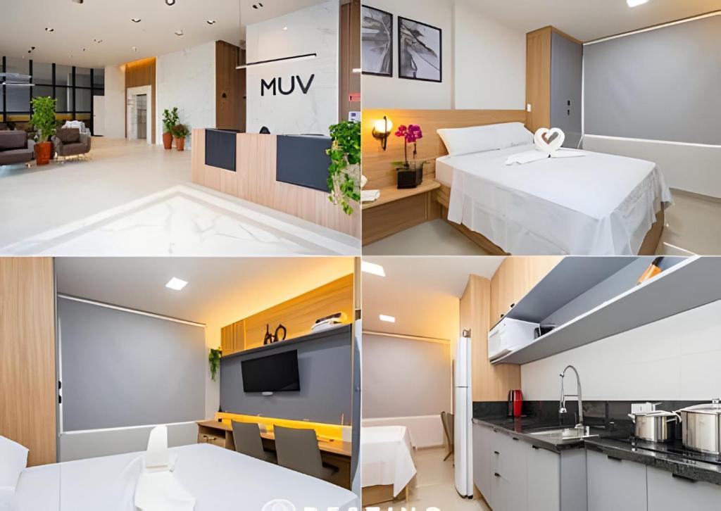 a collage of photos of a hotel room at Studio Completo Perto de Tudo! - Destino CWB 710 in Curitiba