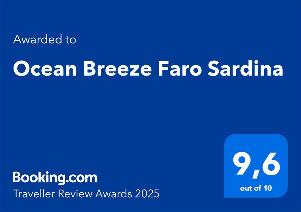 Certifikát, ocenenie alebo iný dokument vystavený v ubytovaní Ocean Breeze Faro Sardina