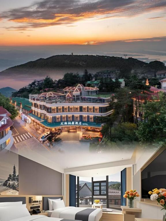 九江Tianhai Botang Hotel, Guling Street, Lushan Scenic Area的酒店效果图，可欣赏城市景观
