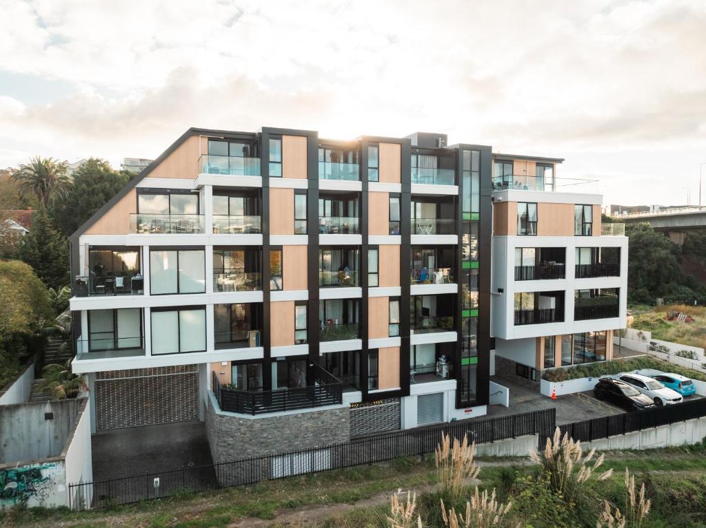 an architectural rendering of a apartment building at The Edgerley Suites in Auckland