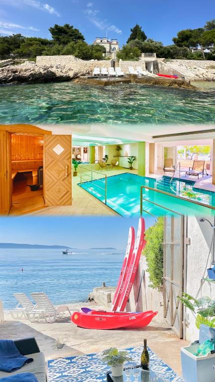 Luxury Seaside Villa with a classic Mediterranean Olive Garden, a fully equipped Professional Kitchen, Pool, Sauna, Padle Boards and Canoe - Miolin Beach House