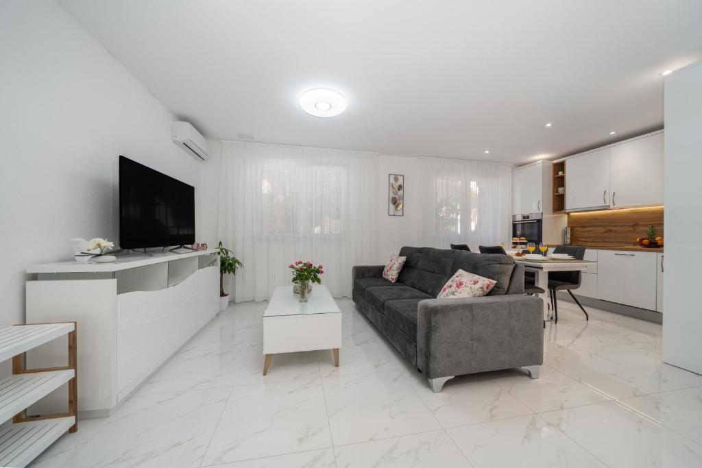 TV a/nebo společenská místnost v ubytování Apartmani Marivo