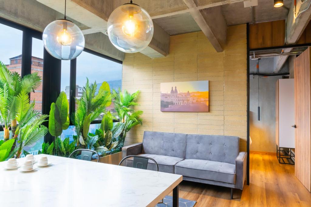 Predel za sedenje v nastanitvi Loft 43