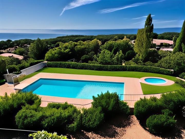 une vue aérienne d'une piscine dans un jardin dans l'établissement Bandol - 