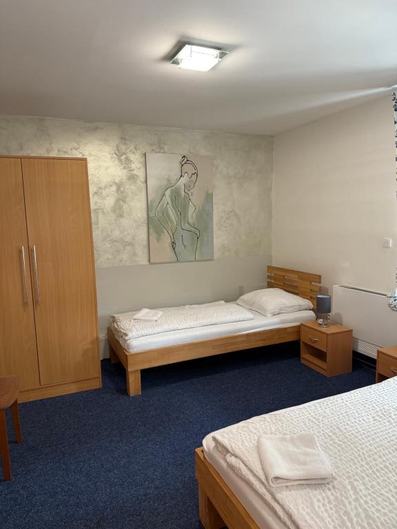 Postel nebo postele na pokoji v ubytování Mikulov Inn - hotel Zeme