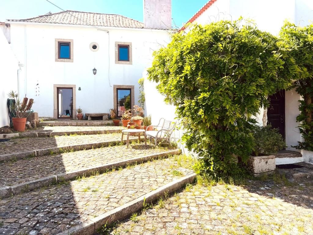 Casas VelhasにあるLike-Home-T2-Kina House-Patioのテーブルと椅子が置かれた白い家