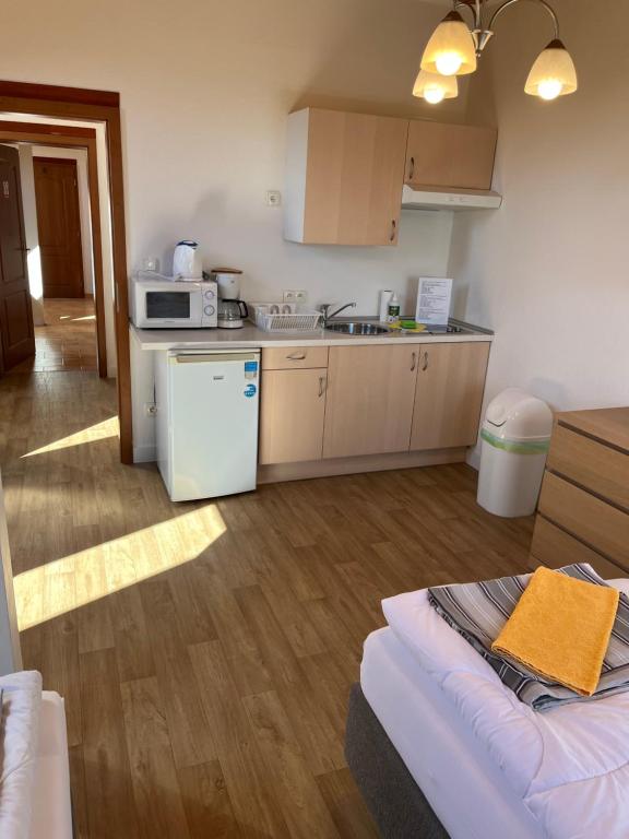 Kuchyň nebo kuchyňský kout v ubytování Pension Hofberg