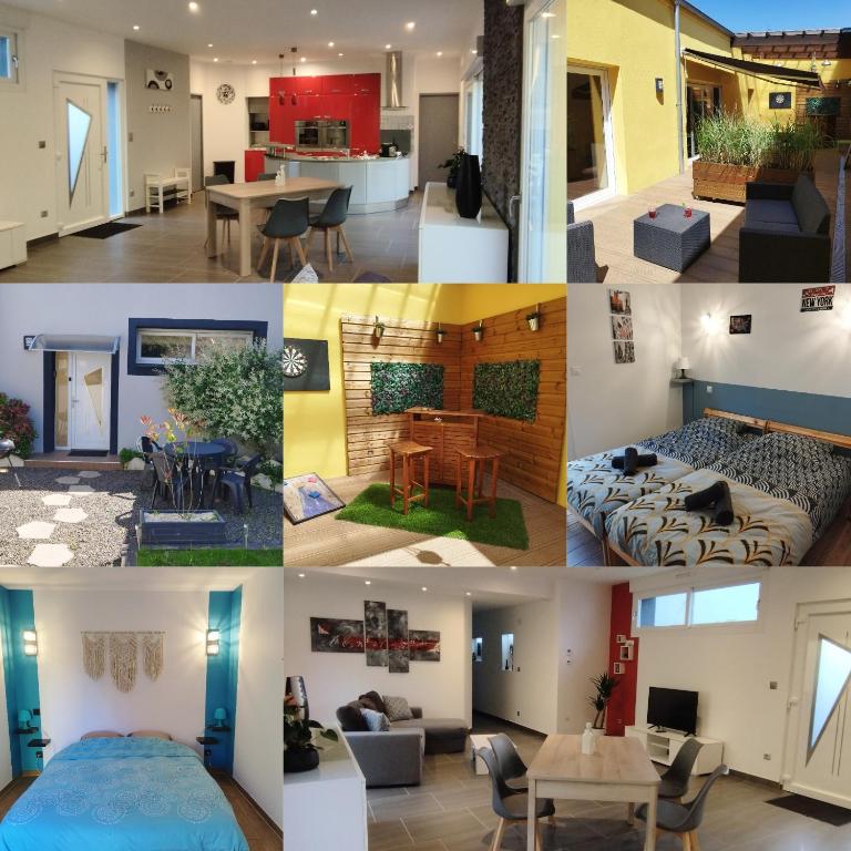 un collage de photos d'une maison dans l'établissement L'Atypick - meublé de tourisme 4 étoiles, à Saint-Sauveur