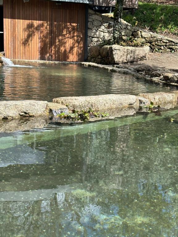 Výhled na řeku, která protéká v blízkosti prázdninového areálu