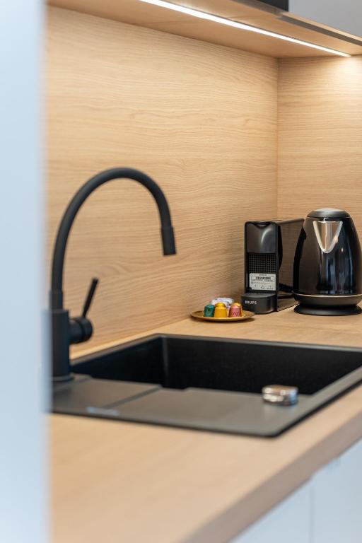 Kuchyň nebo kuchyňský kout v ubytování SOLARIS APARTMÁNY Pálava