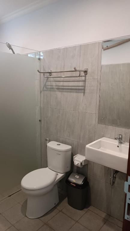un bagno con un water e un lavandino di Nugraha Guesthouse 1 ad Ubud