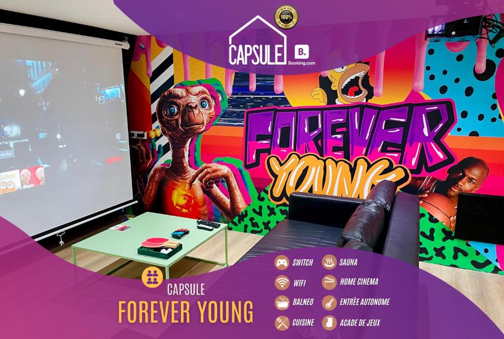 Фотография из галереи Capsule Forever Young - Jacuzzi - Sauna - Billard - arcade de jeux - Netflix & home cinéma - Ping Pong в городе Hastière-par-delà