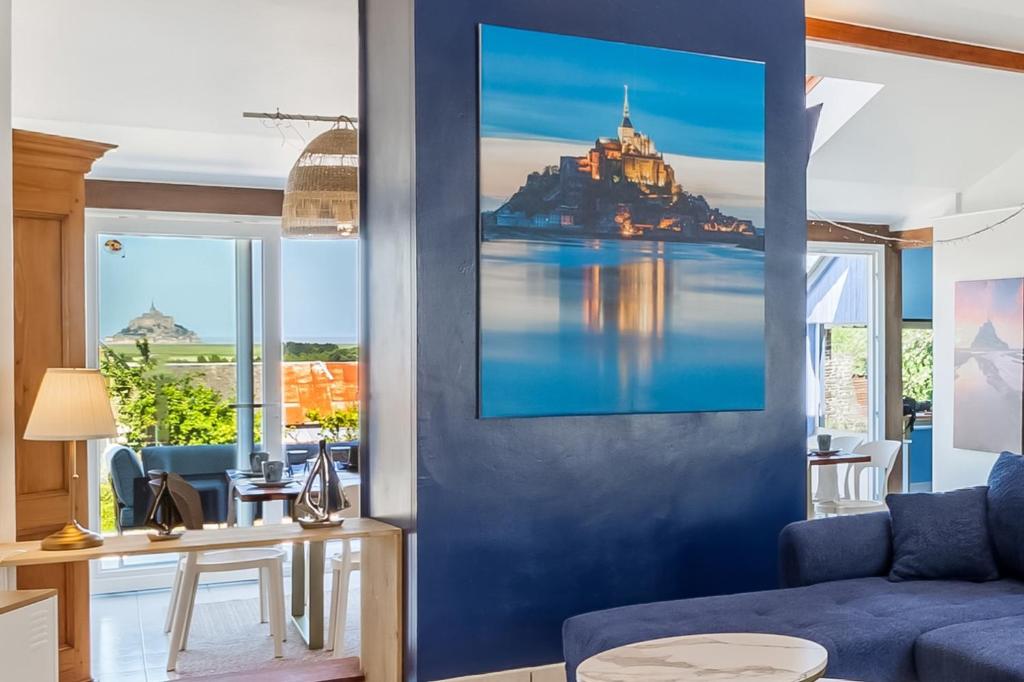 Et opholdsområde på Le Savoir du Mont, vue Mont-Saint-Michel