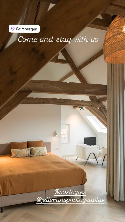 Postel nebo postele na pokoji v ubytování NOX Logies, vakantiewoning en polyvalente ruimte