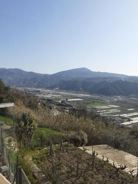 une vue d'une vallée avec des montagnes en arrière-plan dans l'établissement L Olivier, à Gattières