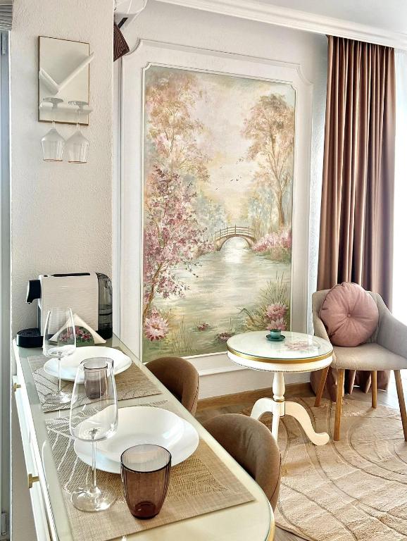 Posezení v ubytování Bridge Apartments Studio