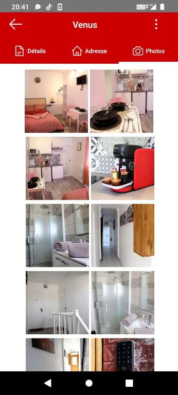 un collage de différentes images d'une pièce dans l'établissement Venus, à Saint-Quentin