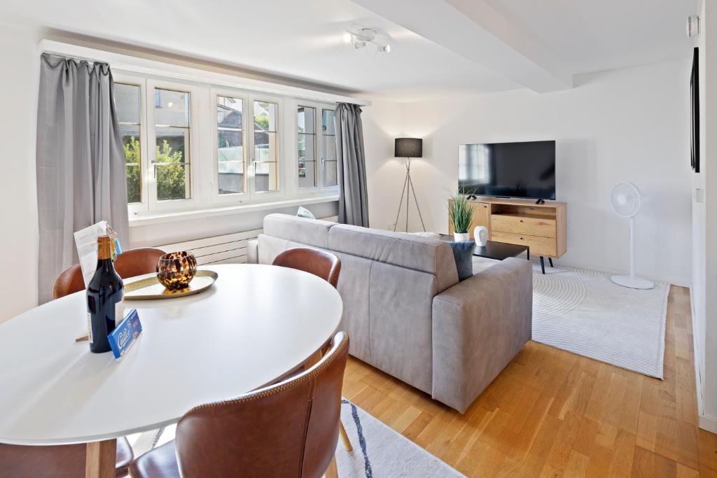 TV a/nebo společenská místnost v ubytování ARISER - Zug Old Town Suites