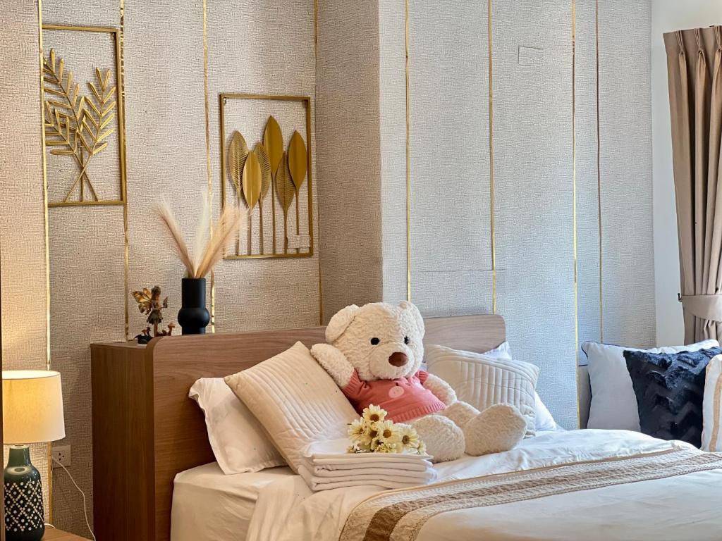 Postel nebo postele na pokoji v ubytování Mn house