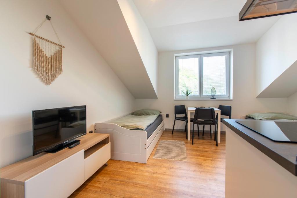 TV a/nebo společenská místnost v ubytování Restaurace Hotel Praha